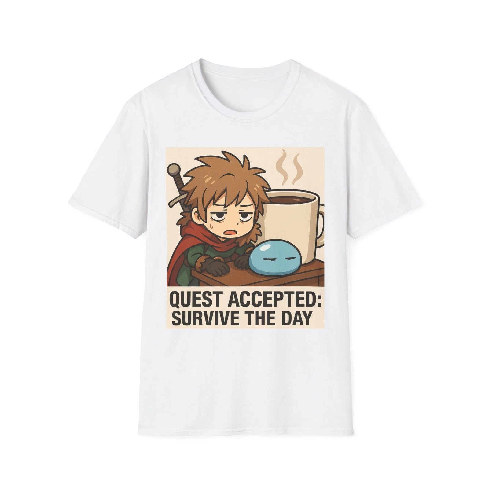 Quest Accepted: Survive the Day T-Shirt | Gamer RPG anime inspired Coffee Shirt