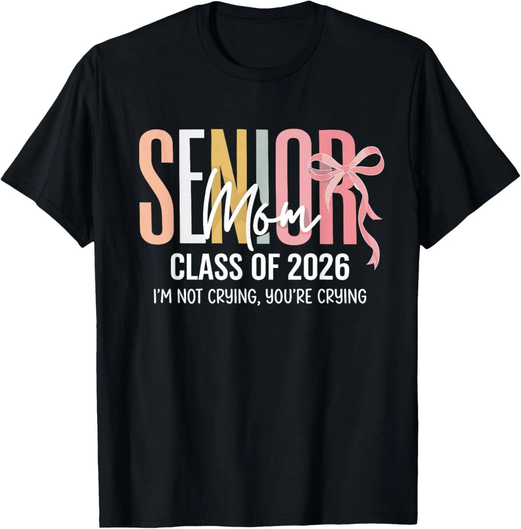 Funny Senior Mom Class of 2026 High School Graduation Bow T-Shirt