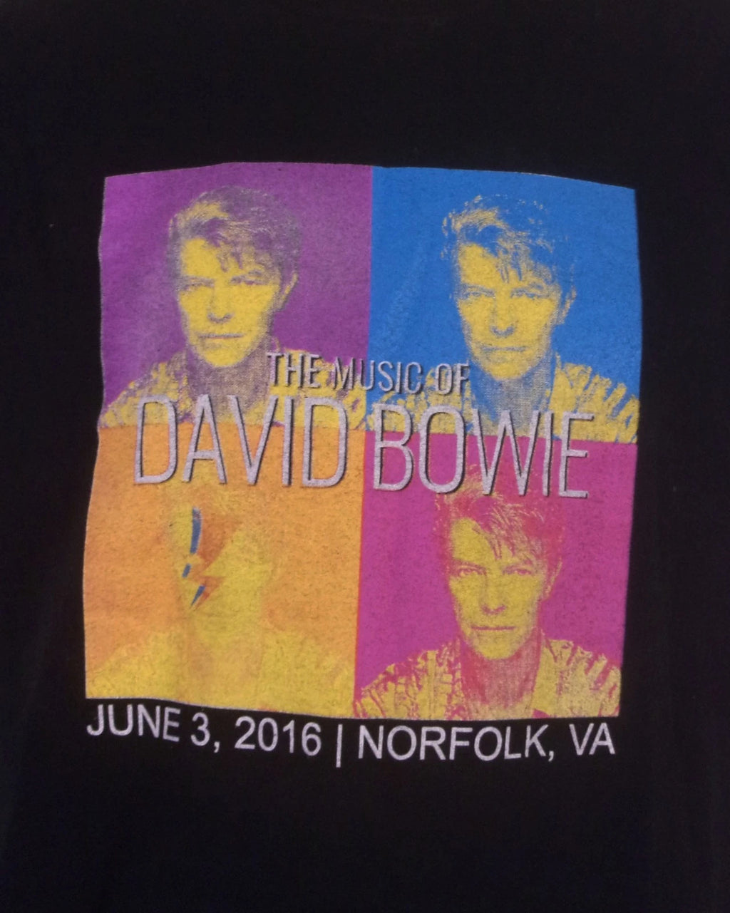 2016 Norfolk Virginia Symphony VSO T-Shirt The Music Of David Bowie Pop Art L