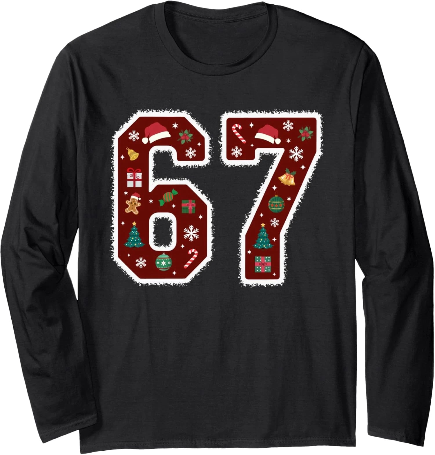 Funny Six Seven Meme Christmas Design Meme Fun Long Sleeve T-Shirt