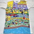 vintage 90s BUSY CITY POP ART T-Shirt MEDIUM soft thin all over big print