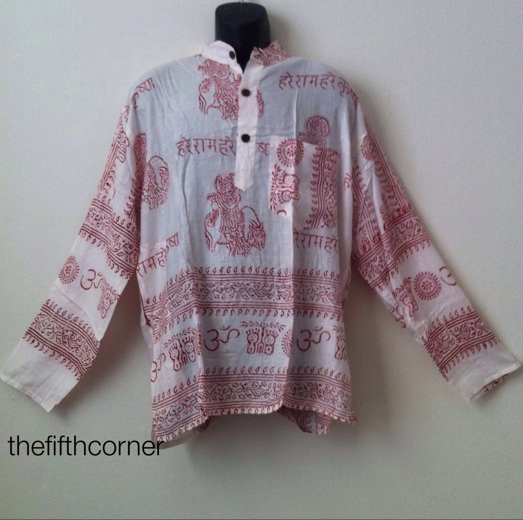Hippie Hare Rama Om Ganesh Hindu Yoga Prayer T Shirt Kurta Top Unisex Handmade