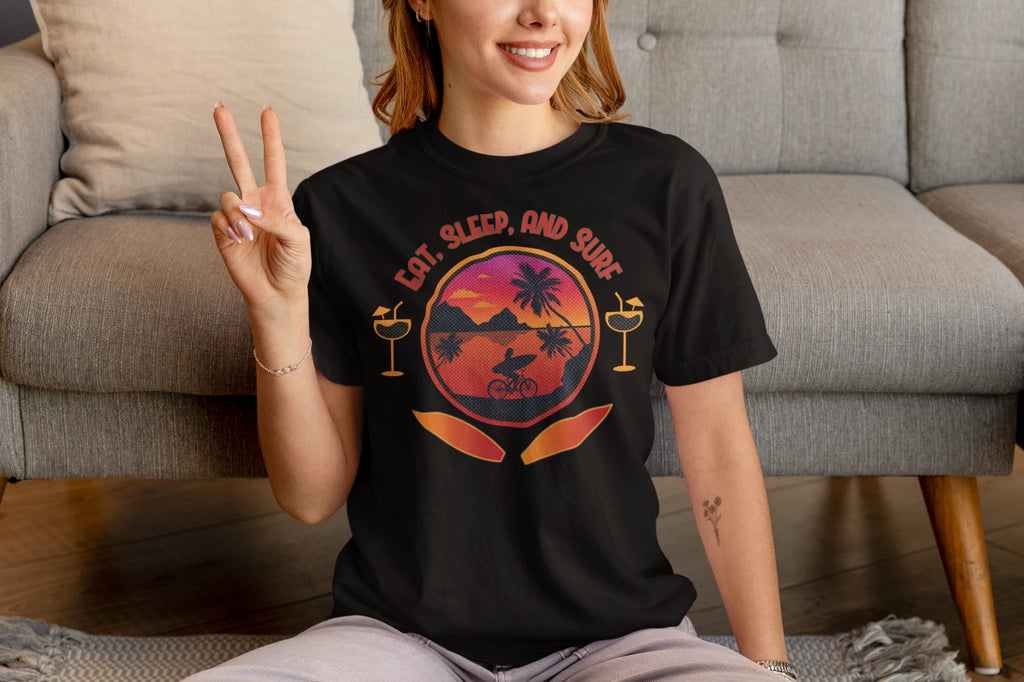 Summer Vibes Boho Beach Vibes Eat Sleep Surf Retro Sunset Official Men's T-Shirt