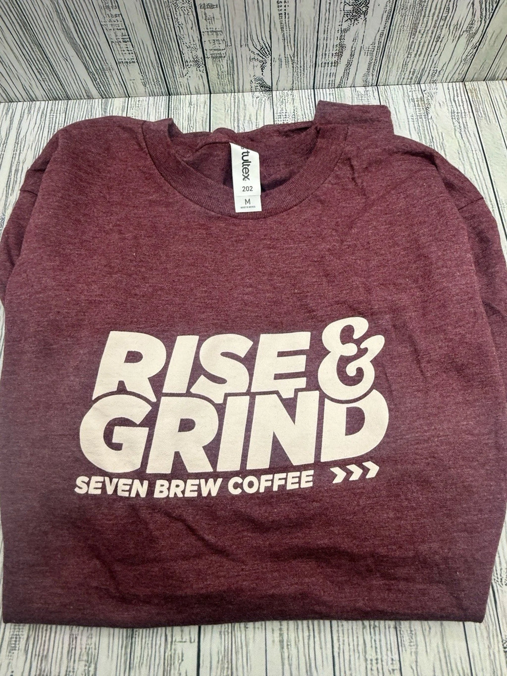 7 Brew Drive Thru Coffee Adult T-Shirt Medium Maroon SEVEN BREW Ride & Grind