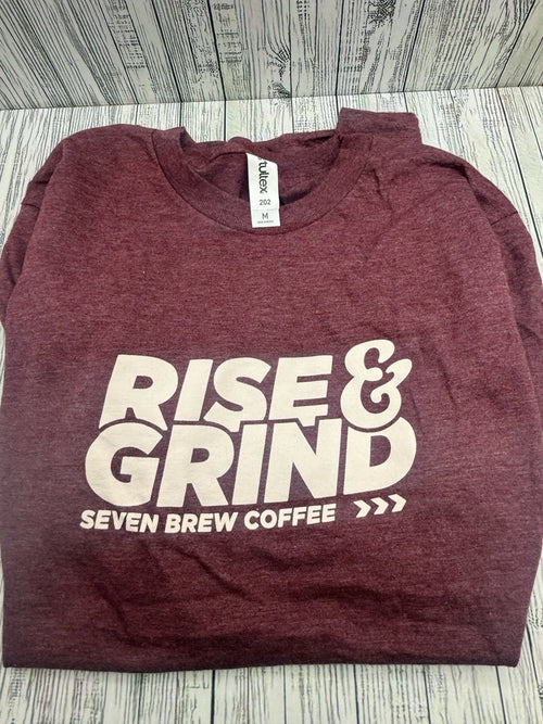 7 Brew Drive Thru Coffee Adult T-Shirt Medium Maroon SEVEN BREW Ride & Grind