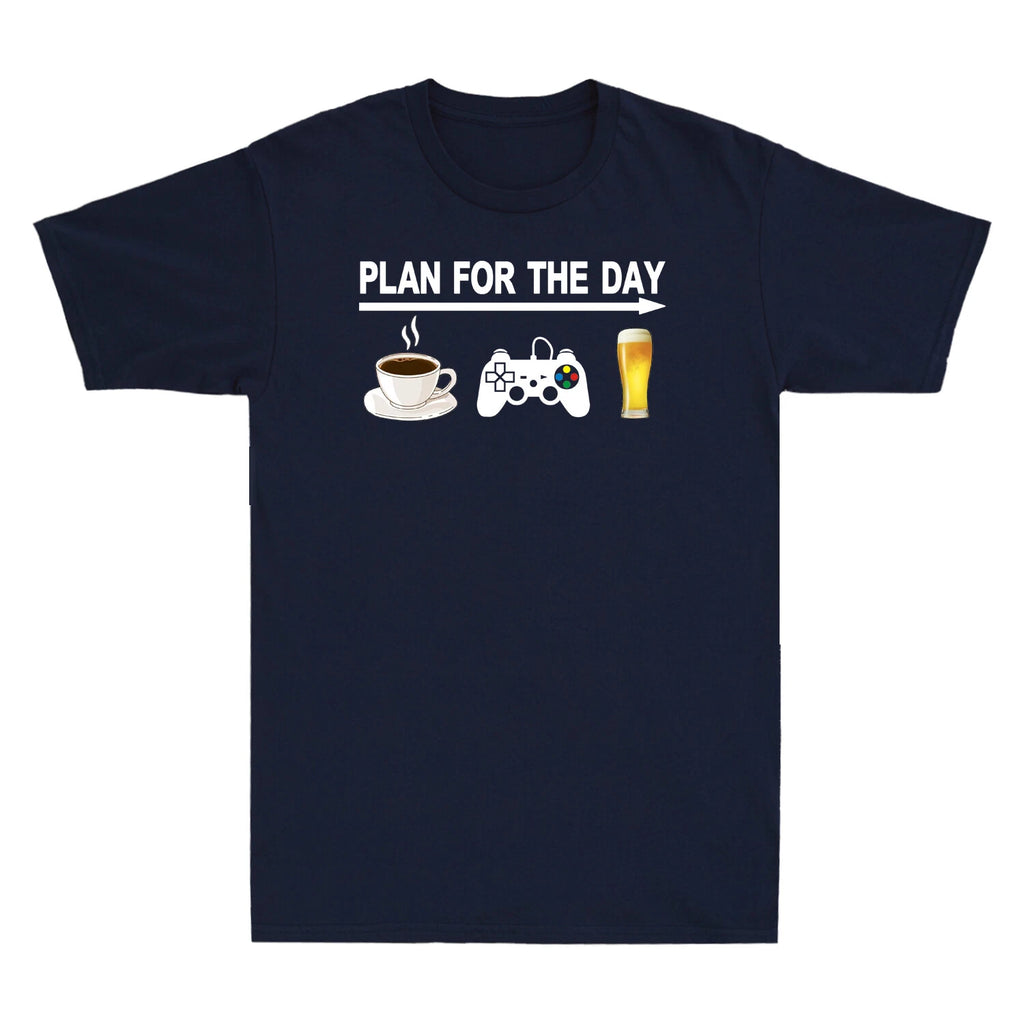 Plan For The Day Coffee Game And Beer Funny Gift Novelty Adult Men's T-Shirt Top