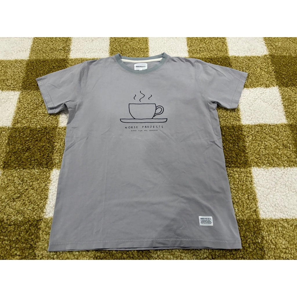 Norse Projects x Daniel Frost Coffee Graphic T-Shirt Mens Medium Grey Purple