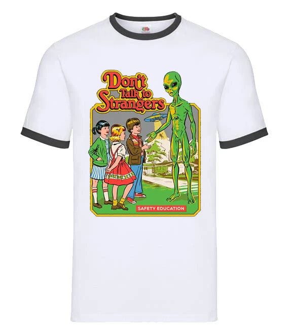 don't talk to strangers funny retro novelty birthday horror aliens t shirt