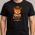 Mens Cowboy Cat Print Cotton T-Shirt Size XS to 5XL