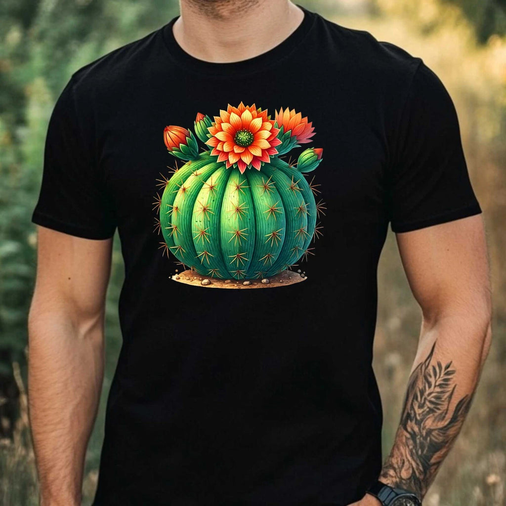 Mens Watercolour Cactus Motif Cotton T-Shirt Size XS to 5XL