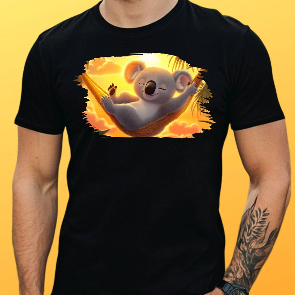 Mens Relaxed Koala Motif Cotton T-Shirt Size XS to 5XL