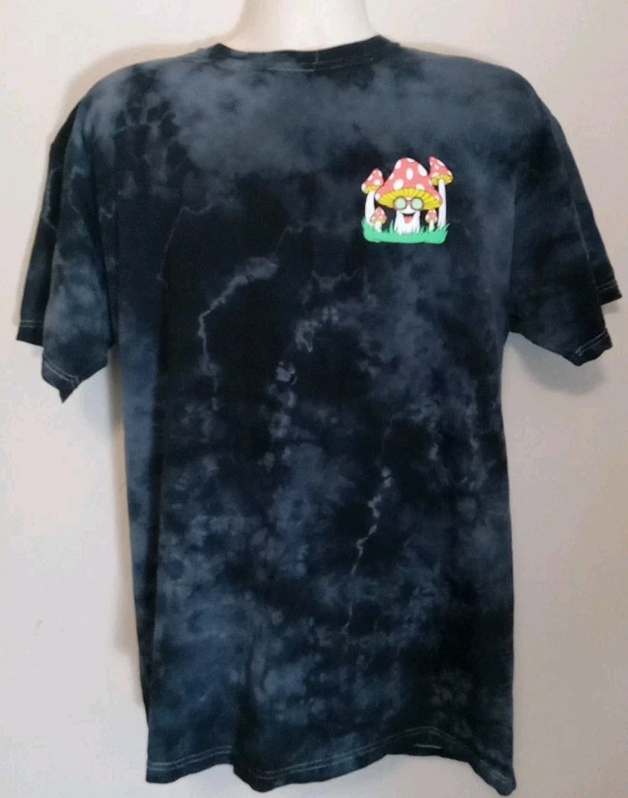 Eighty Eight Brand Men Blue Tye Dye Trippy Vibes Mushroom Tshirt Size L