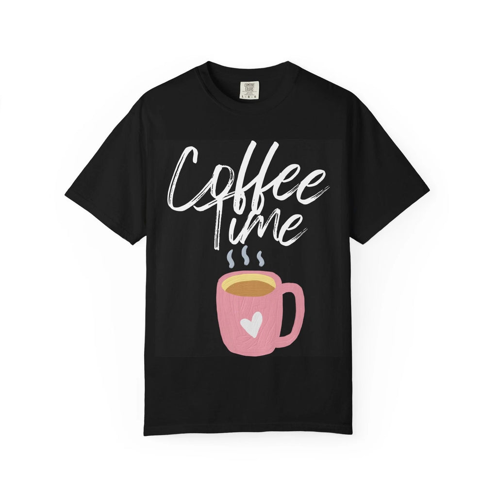 Coffee Time T-Shirt Comfort Colors — Cute Pink Mug Graphic Tee for Coffee Lovers