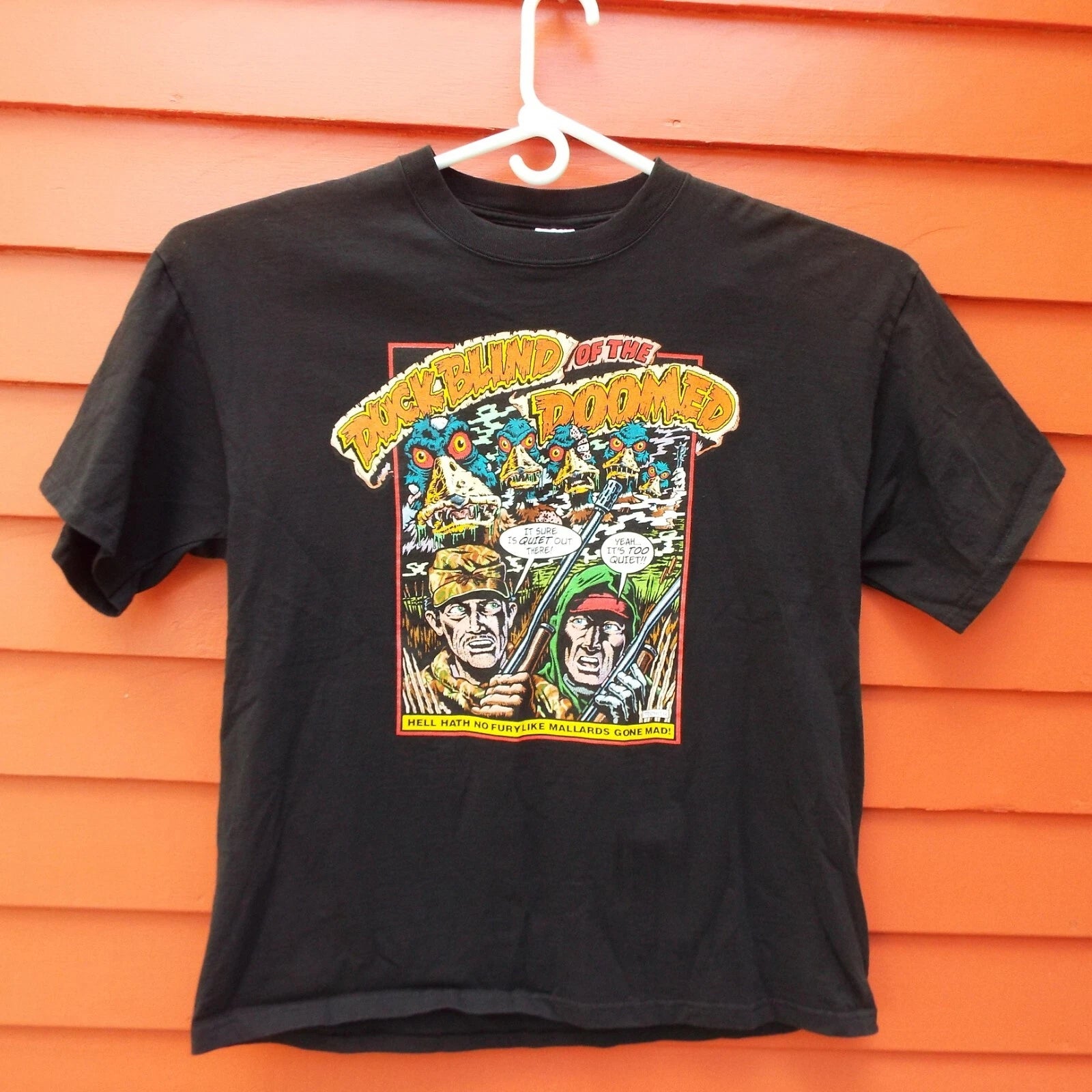 Vintage Hunting Ducks Pop Art Shirt Jon Q Wright Comic Series Size XL (NOS)