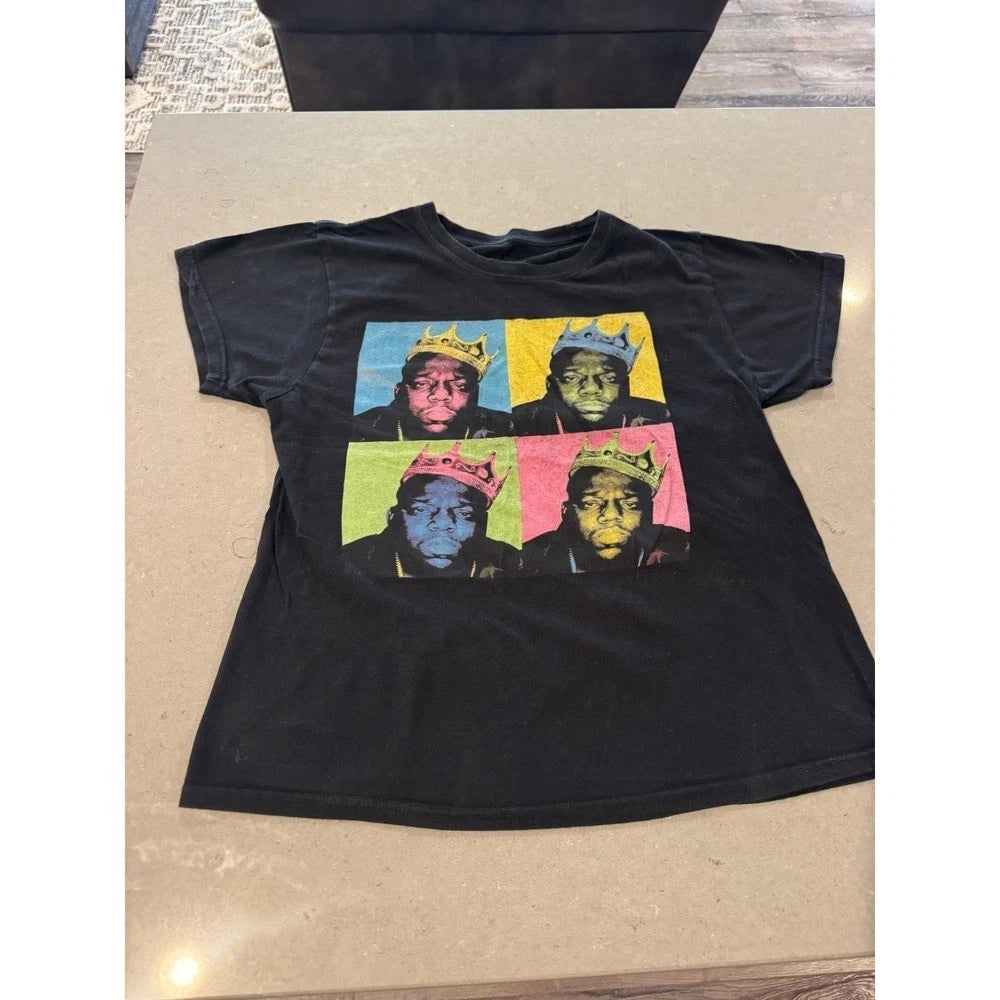 The Notorious BIG King Crown Pop Art T Shirt Men's Black Graphic Tee