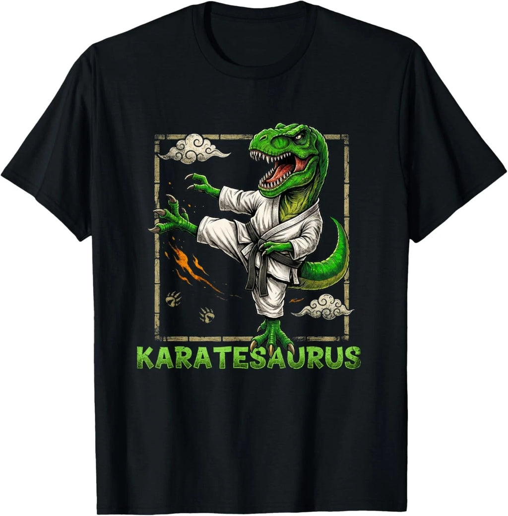 Funny Karate Dinosaur Karatesaurus T-Rex Graphic Karatist T-Shirt