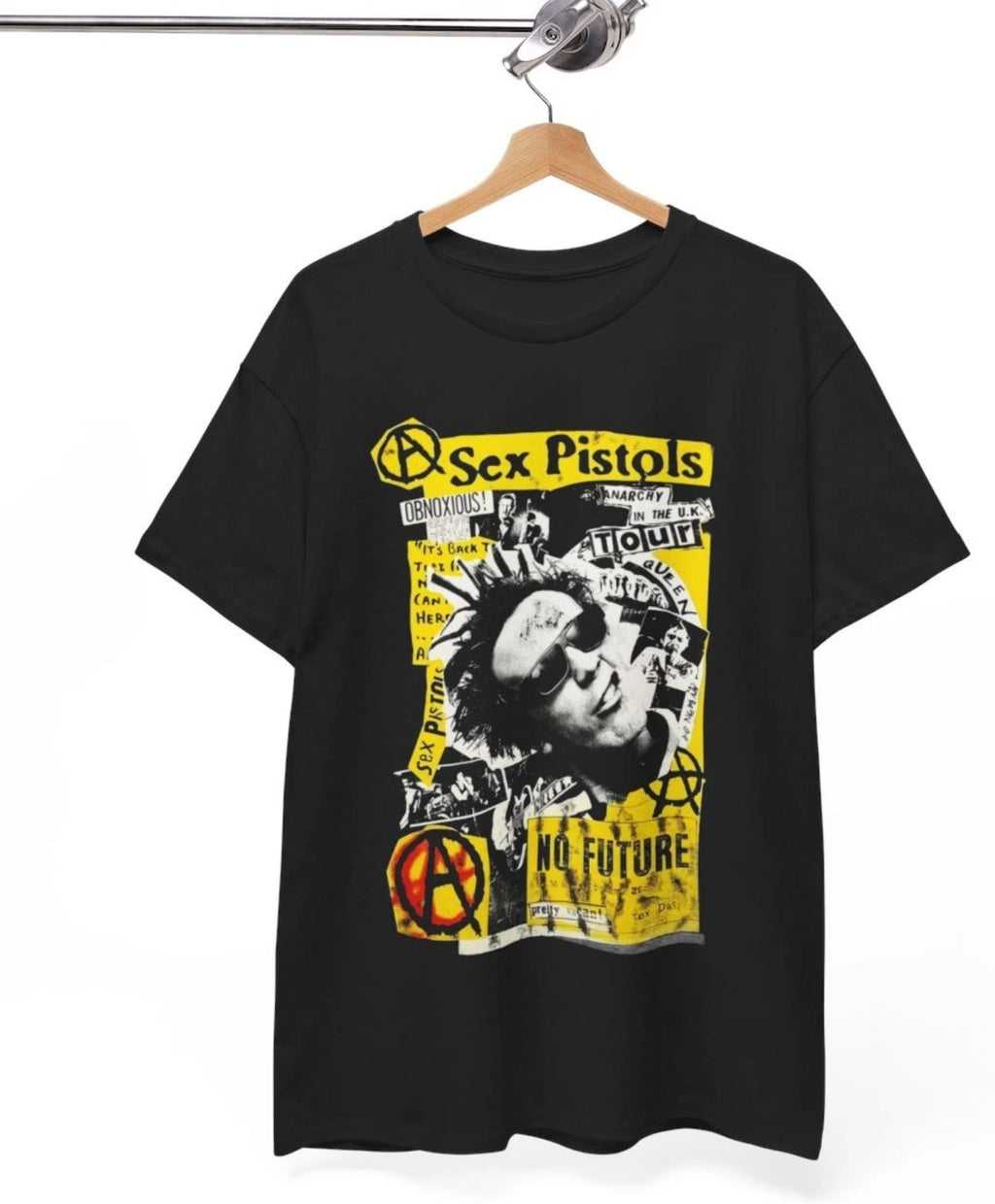 Vintage 90s Sid Vicious Sex Pistols Punk Band Tee black 2 side MS5000
