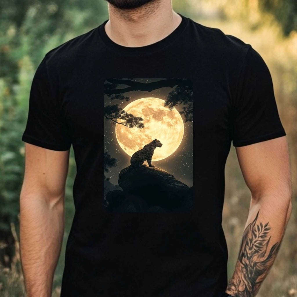 Mens Leopard Full Moon Print Cotton T-Shirt Size XS to 5XL