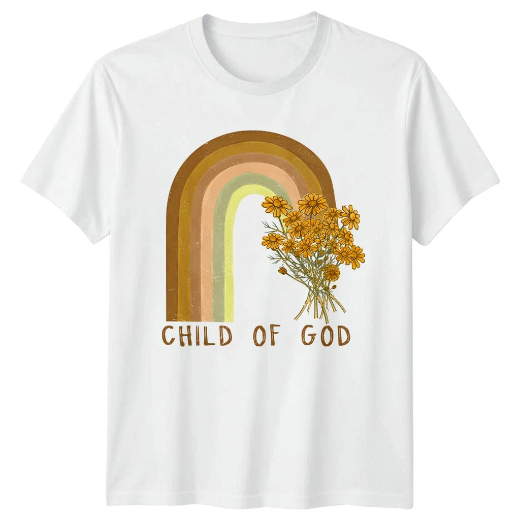 Child Of God Womens T-Shirt Floral Boho Christian Birthday Gift For Her