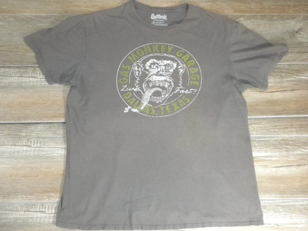 Gas Monkey Garage T-shirt XL Gray Blood Sweat Beers Custom Cars Dallas Grunge