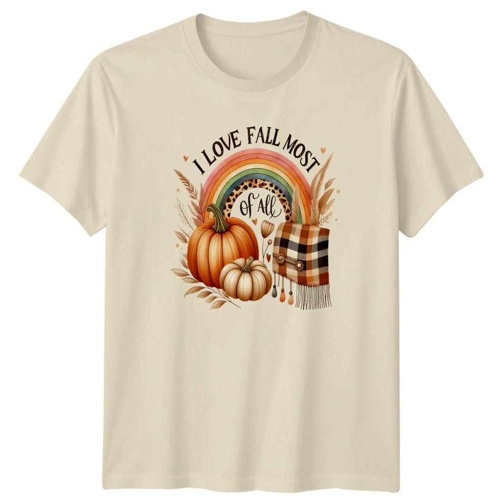I Love Fall Most Of All Womens T-Shirt Boho Pumpkin Autumn Seasonal