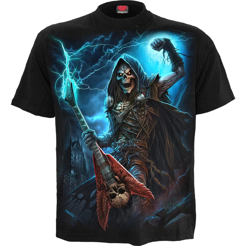NEW SPIRAL DIRECT DEAD METAL T-Shirt Top Tee Biker Grim Reaper Skull Goth Guitar