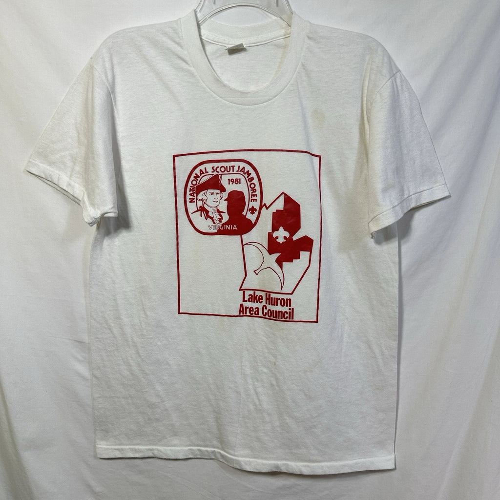 Vintage National Scout Jamboree 1981 Medium 44 T-Shirt Distressed Lake Huron Mi.
