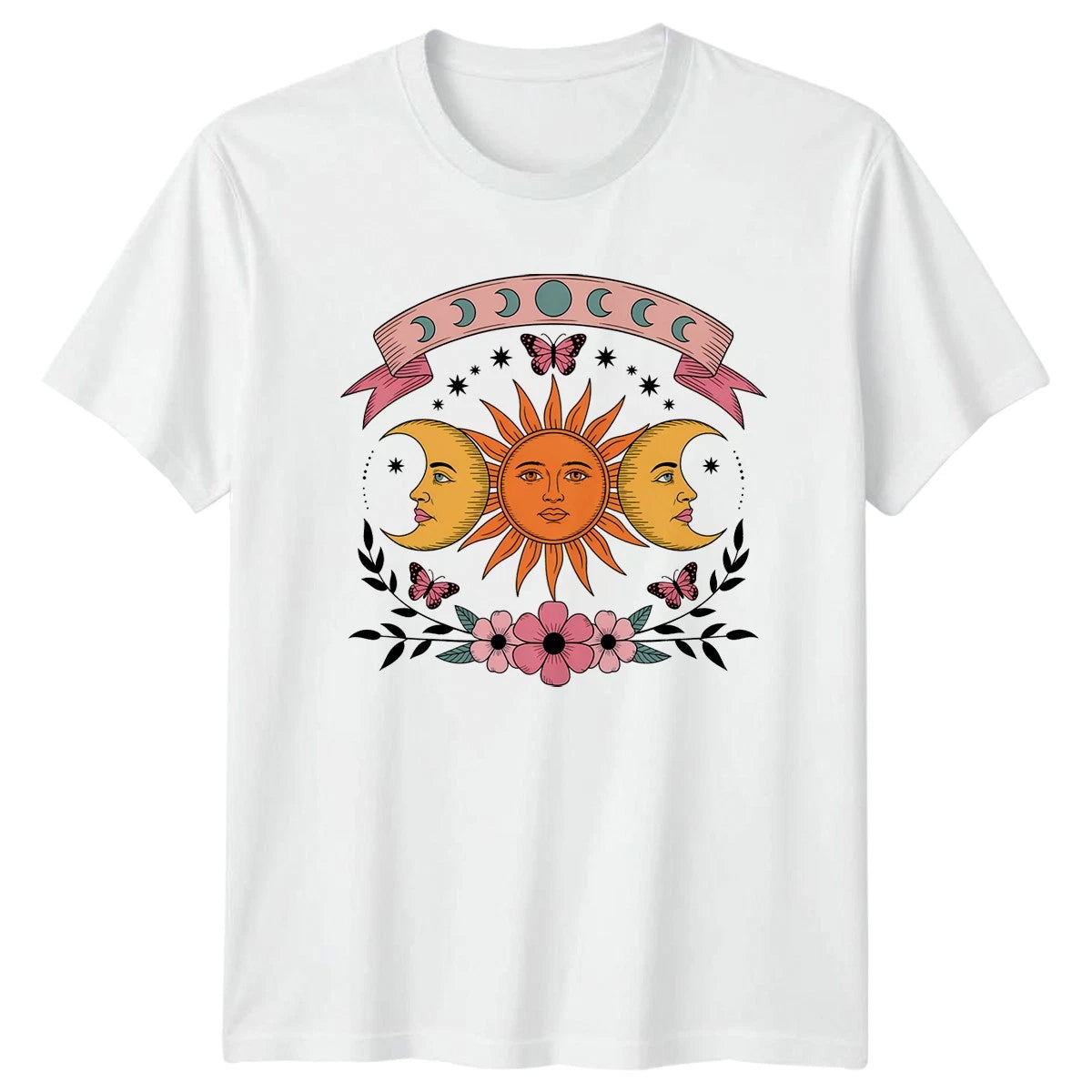 Sun Moon Floral T-Shirt Celestial
