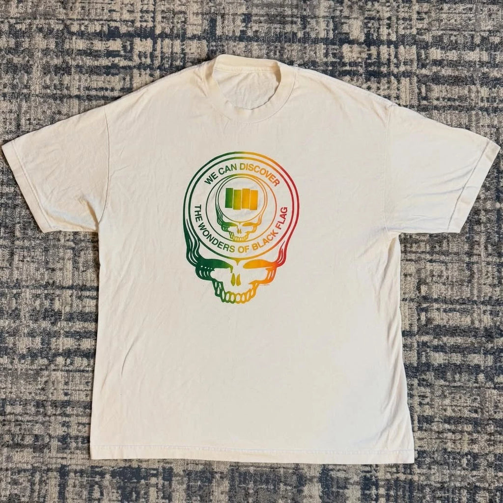 90s GRATEFUL DEAD STEAL YOUR FACE x BLACK FLAG MASH UP Vintage T-Shirt Reprint