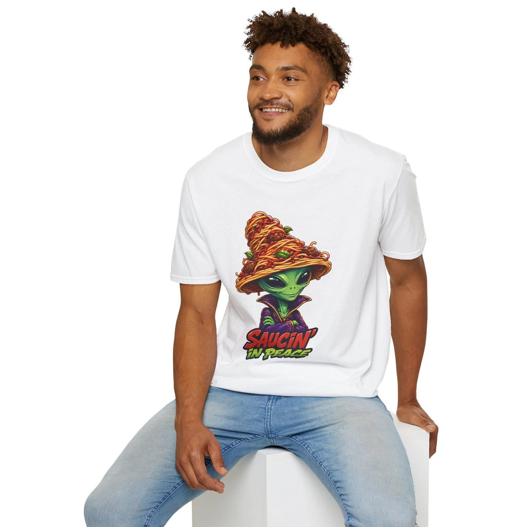 Alien Pasta Funny Food UFO Meme Graphic Unisex Softstyle T-Shirt