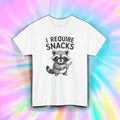 I Require Snacks Shirt Funny Raccoon Knife Cute Animal Meme Humor Tee S-5XL