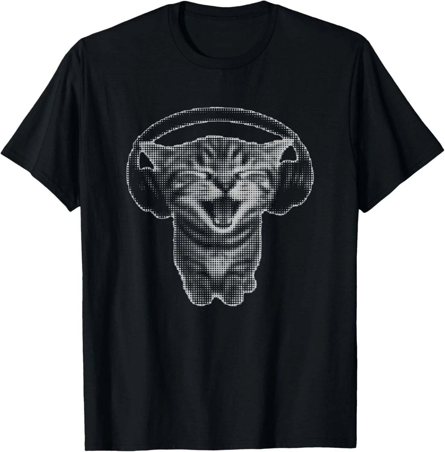 Cute Headphones Cat Funny y2k Grunge Silly Graphic T-Shirt unisex T-Shirt