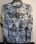 Gillz Men's LS UV Tournament Series V2 Gray Grunge Print L/S Fishing Shirt Sz XL