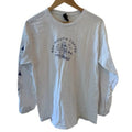 Big Mouth Coffee Unisex White Long-Sleeve Graphic Tee with Blue Print Sz Large
