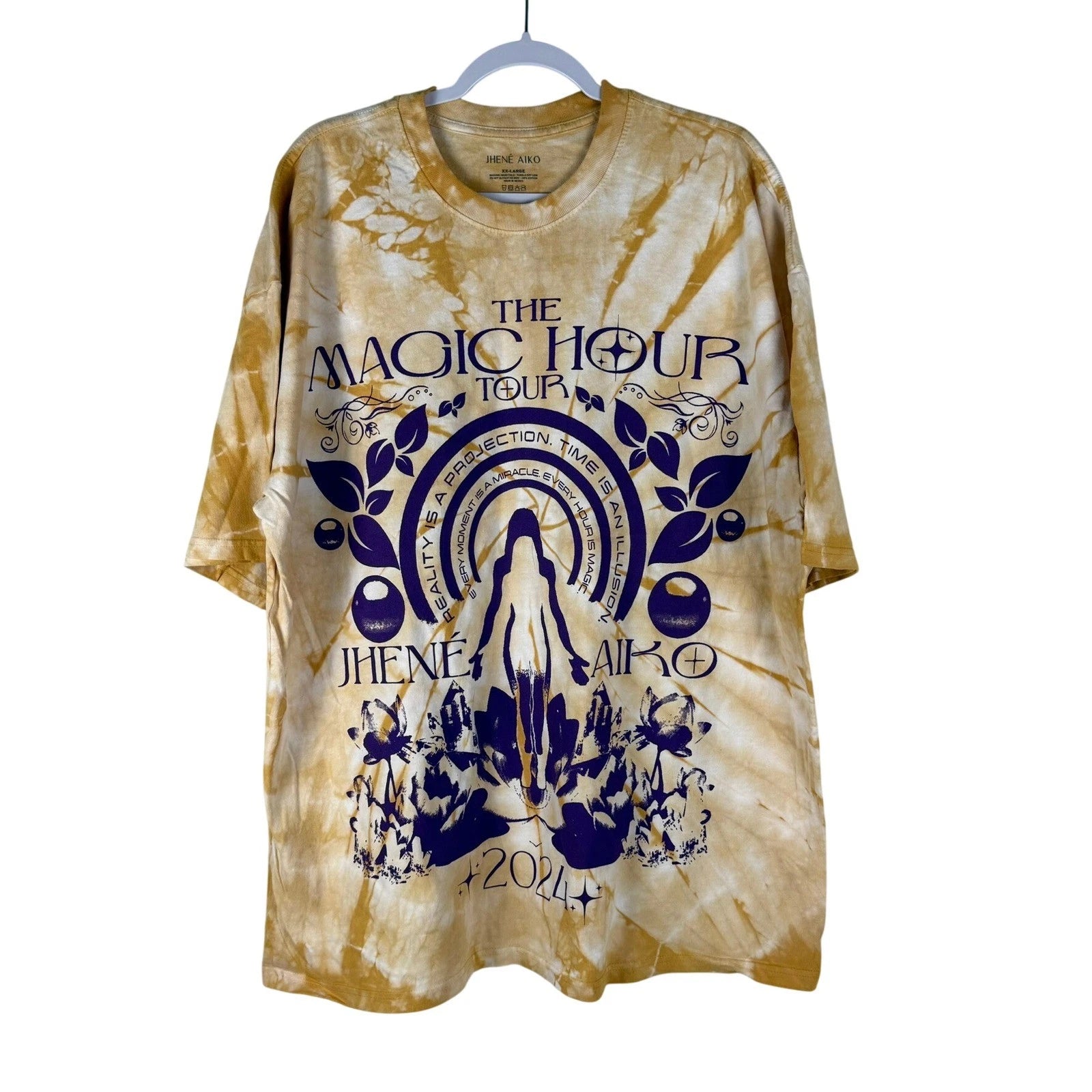 Jhene Aiko The Magic Hour Tour 2024 Shirt XXL 2XL Yellow Tie Dye R&B Merch NWOT