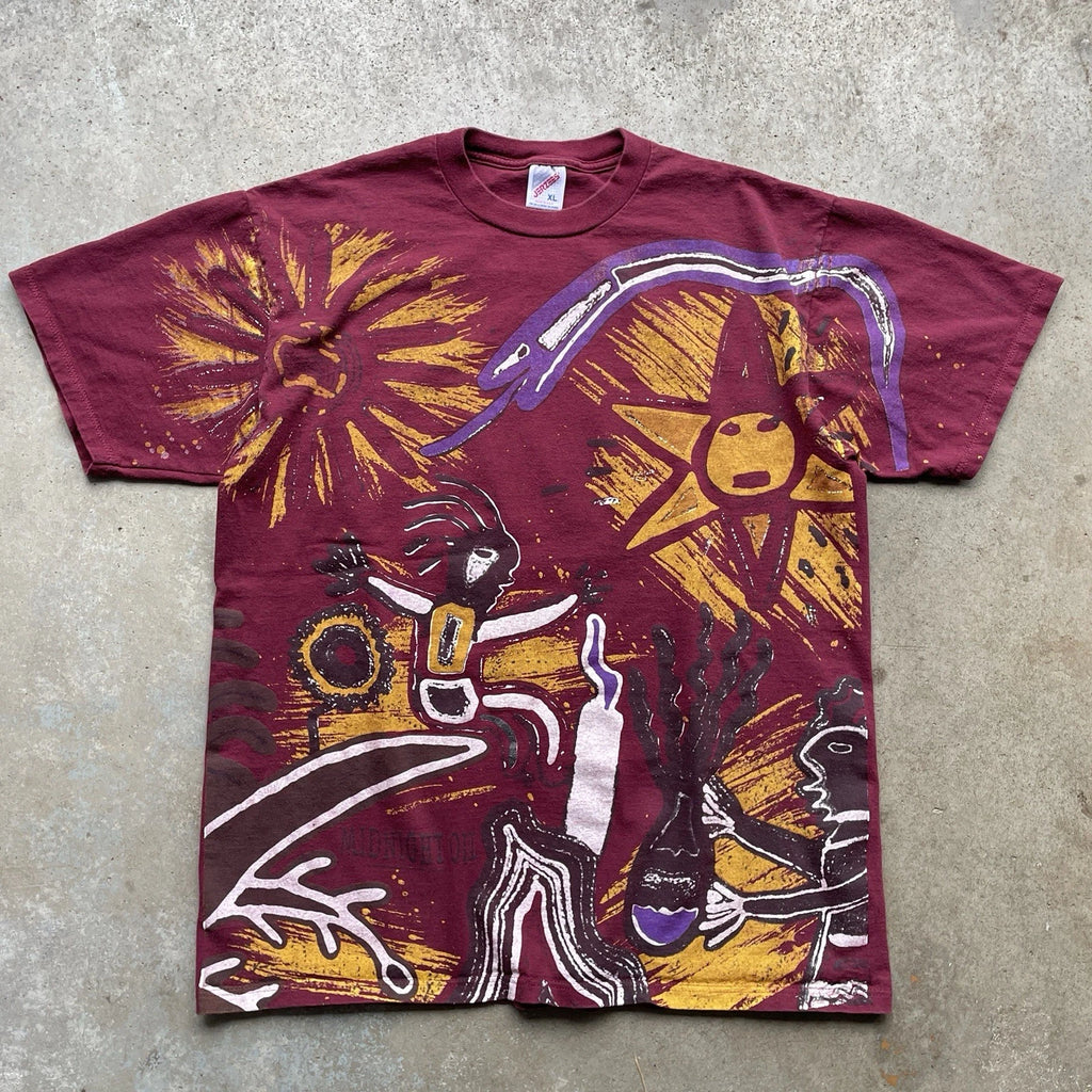 Rare Vintage 1993 Midnight Oil AOP T-Shirt Maroon Red Men's XL Rock New Wave