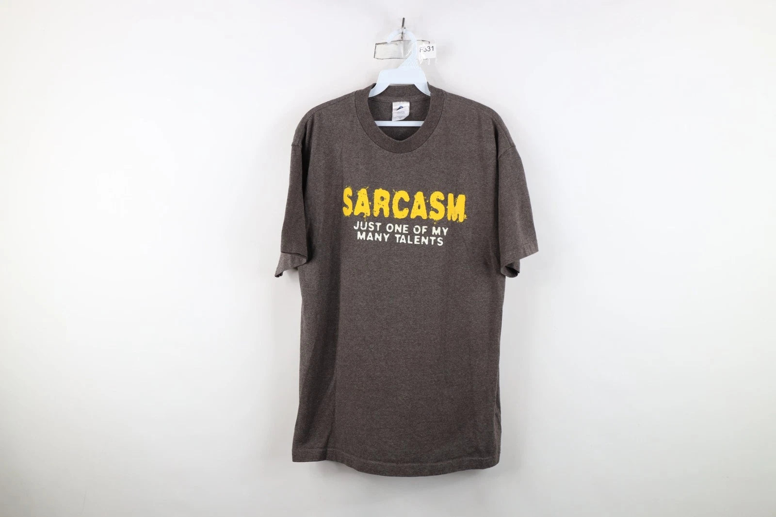Vtg Y2K Streetwear Mens Large Spell Out Sarcasm One of My Many Talents T-Shirt