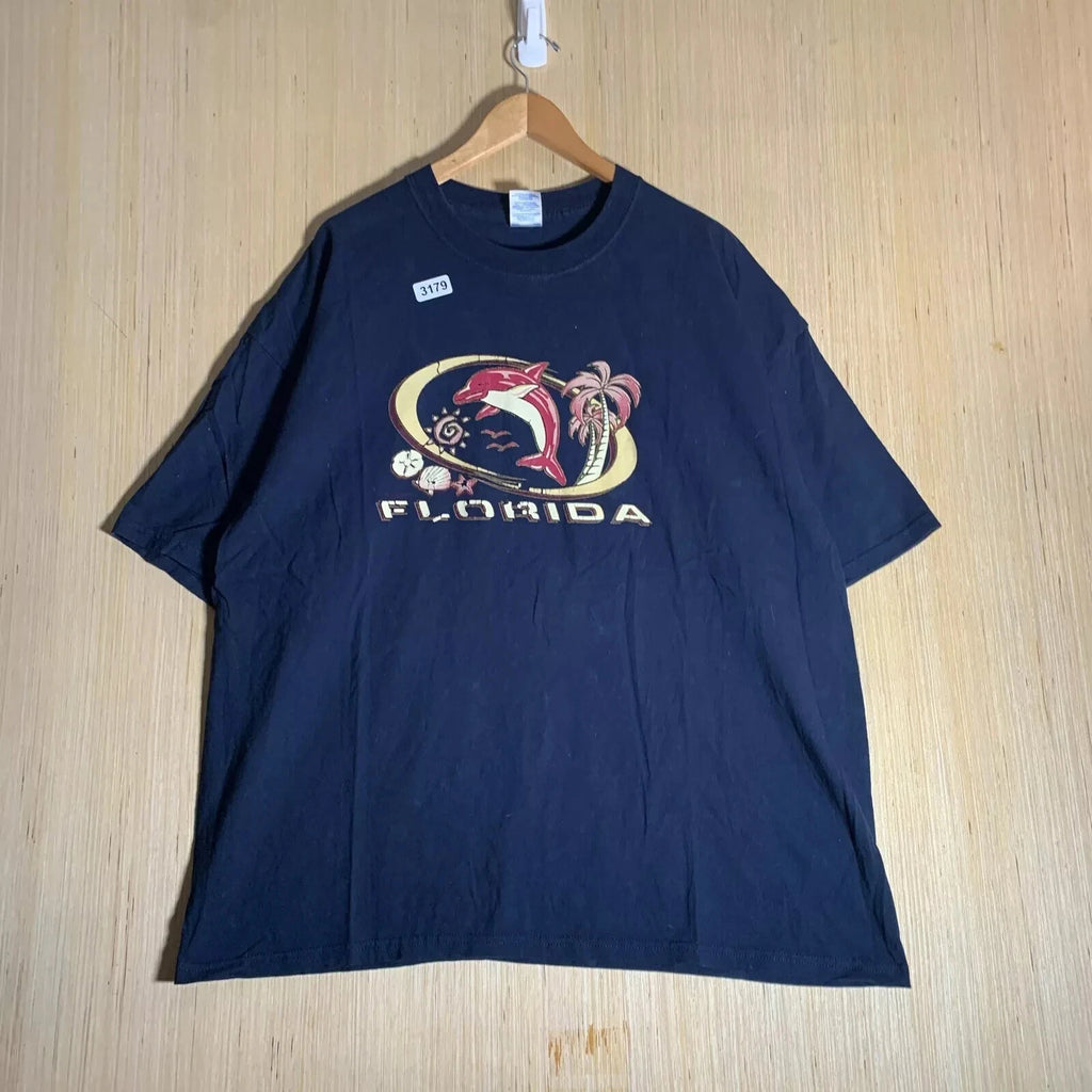 Vintage Florida Vacation Shirt Adult 2XL Blue Short Sleeve Men's Pullover Y2K