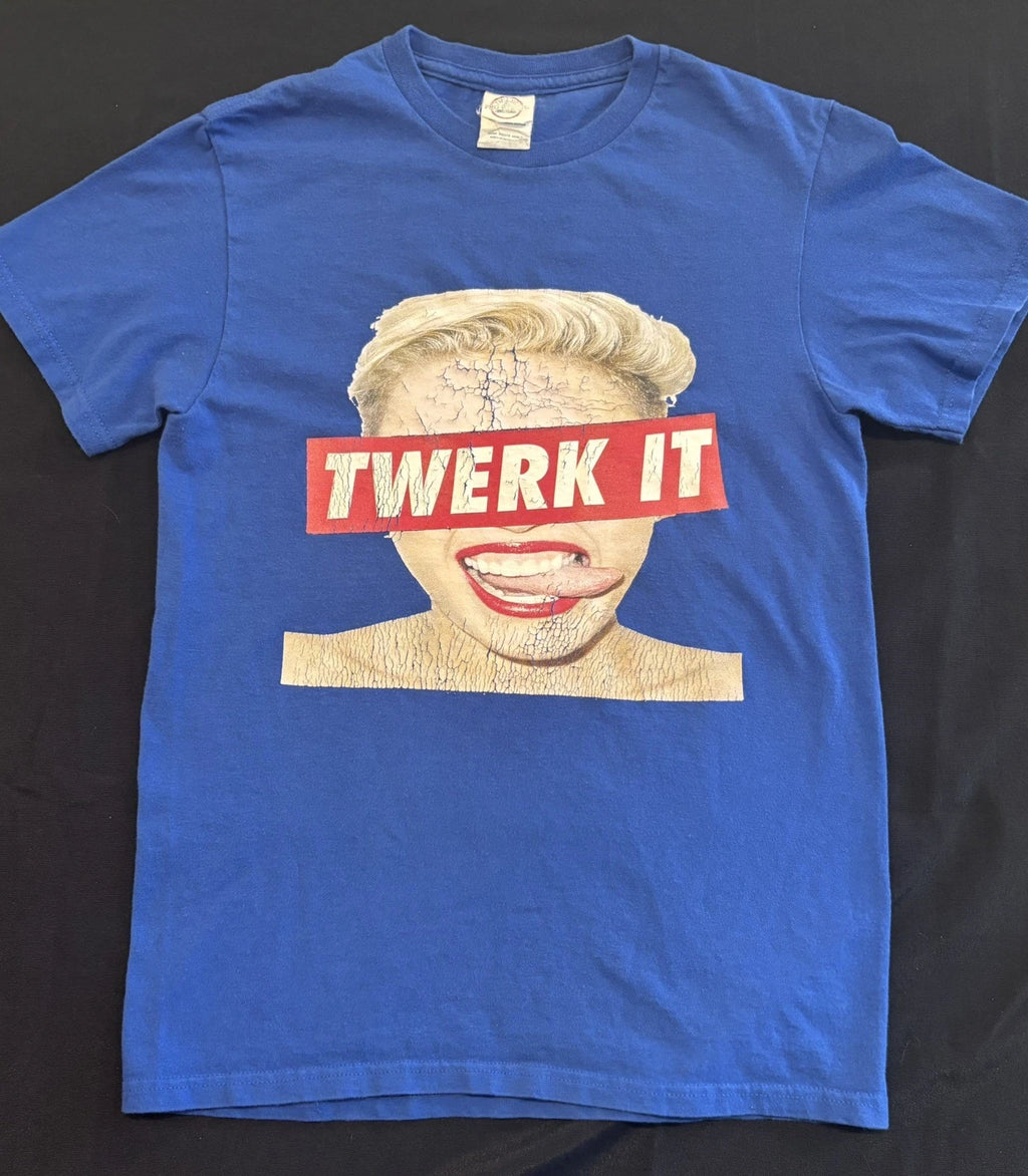 Graphic “TWERK IT” Blue T-Shirt Pop Art Novelty Tee Size Small