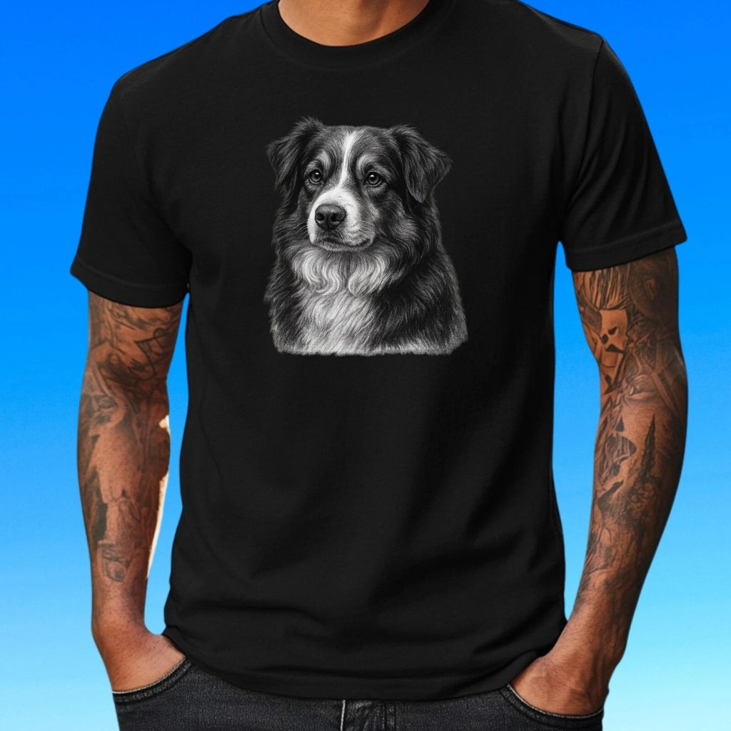 Mens Australian Shepherd Motif Cotton T-Shirt Size XS to 5XL