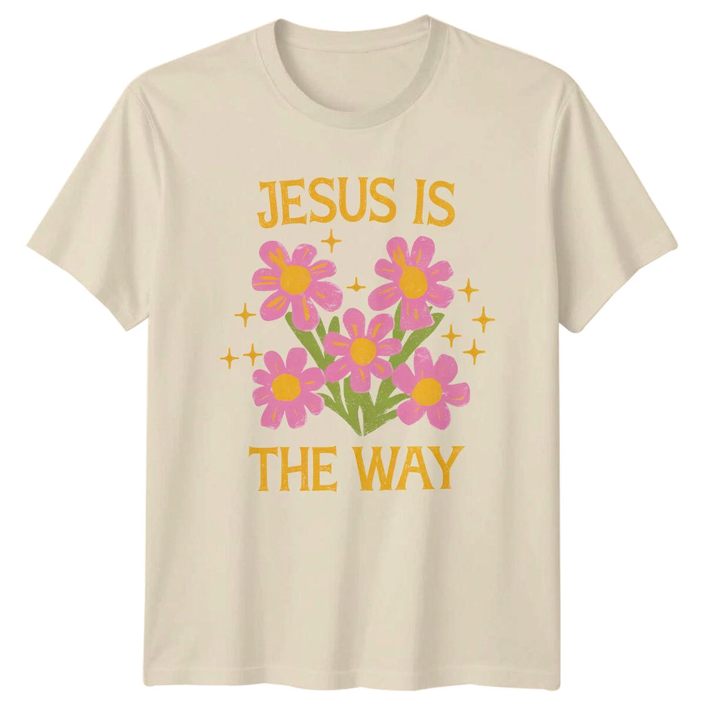 Jesus Is The Way Floral Boho Nature Graphic Print T-Shirt