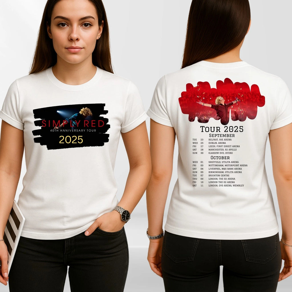 Simply Red 40th Anniversary Tour 2025 3D  Front back T Shirt For Men Women