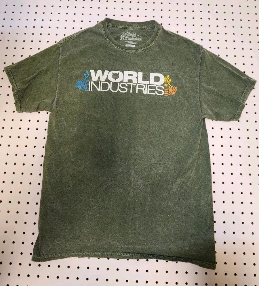 Vintage World Industries T Shirt Mens Medium Green Skate Flameboy Wet Willy Tee