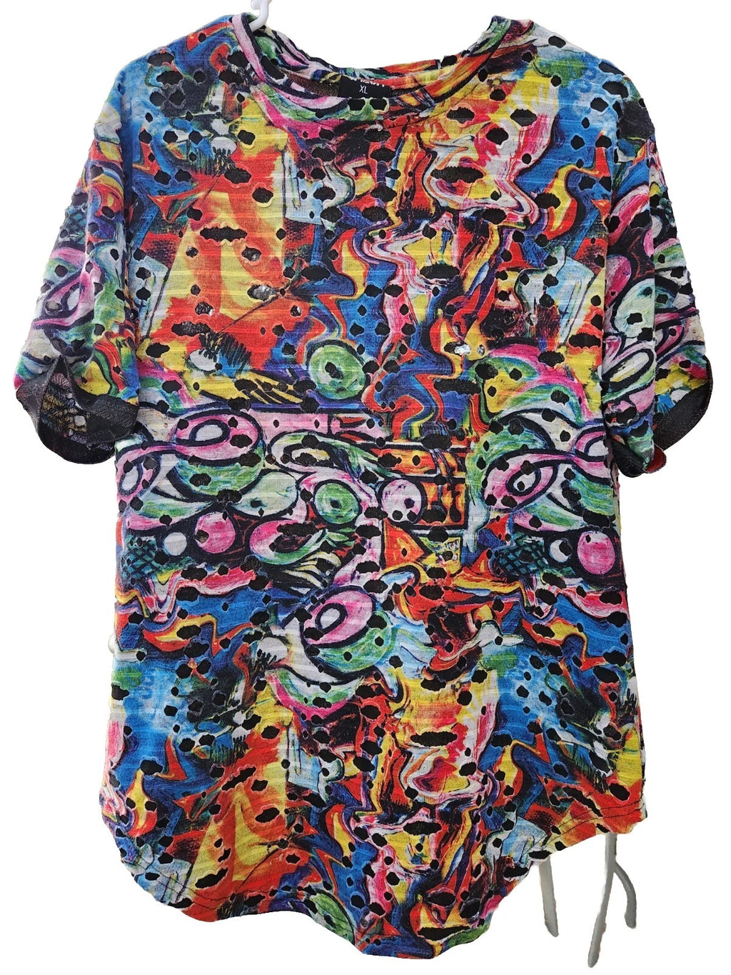 Pizoff Multicolored Textured Distressed Abstract Loud Pop Art T-shirt Men's XL