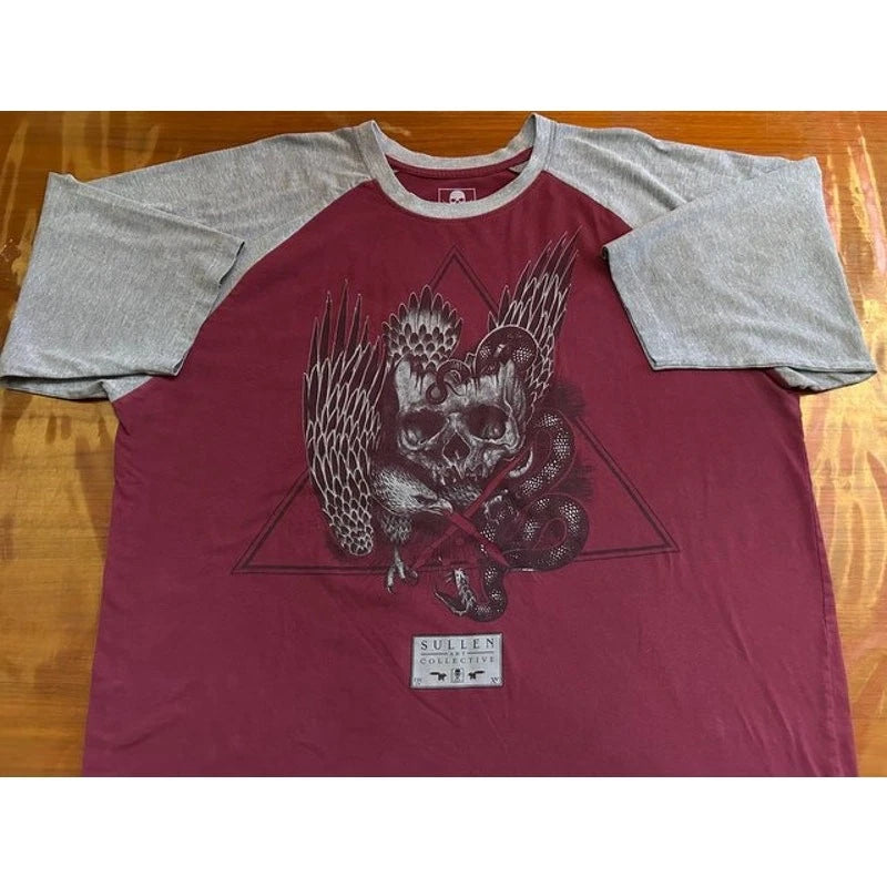 Sullen Art Collective Men's 2XL Graphic Tee Skull Eagle Snake Y2K Raglan Shirt