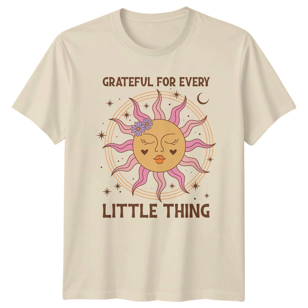 Grateful For Every Little Thing Celestial Sun Boho T-Shirt
