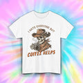 Coffee Helps Shirt Skeleton Cowboy Mug Funny Caffeine Addict Tee S-5XL