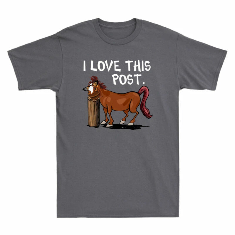 Graphic Short Cotton I Funny Sleeve T-Shirt This Post Horse Men's Love Horse
