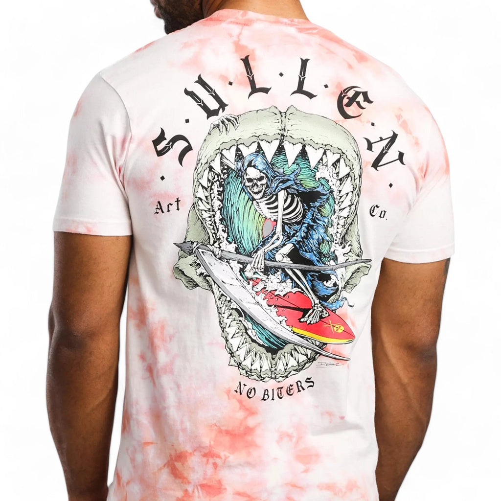 Men's Sullen Art Co. No Biters Coral White Crystal Wash Tattoo Tee T-Shirt M-XL