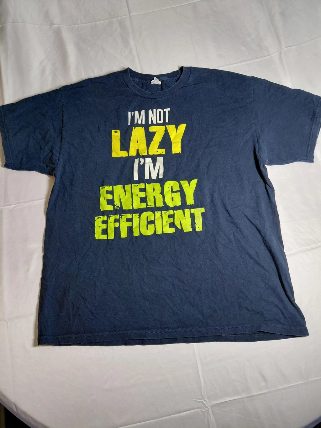 Funny Graphic T-Shirt Men’s Blue “I’m Not Lazy I’m Energy Efficient” Tee
